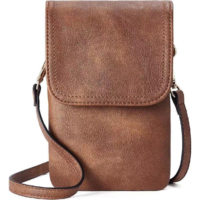 Kleine Umhängetaschen aus veganem Leder für Damen, Designer-Handytasche, Damen-Geldbörsen mit verstellbarem Riemen braun von Joom DACH