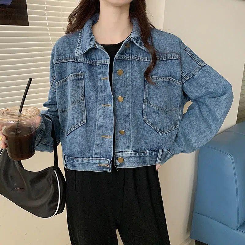 Kleine Unter Kurzen Abschnitt Denim Jacke Frauen Frühling und Herbst Lose Zurück Offene Tops Weibliche Design Sinn M von Joom DACH