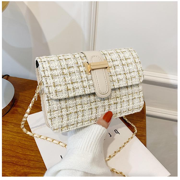 Kleine quadratische Tweed-Umhängetasche für Damen 2021 – Stilvolle, vielseitige strukturierte Schultertasche weiß von Joom DACH
