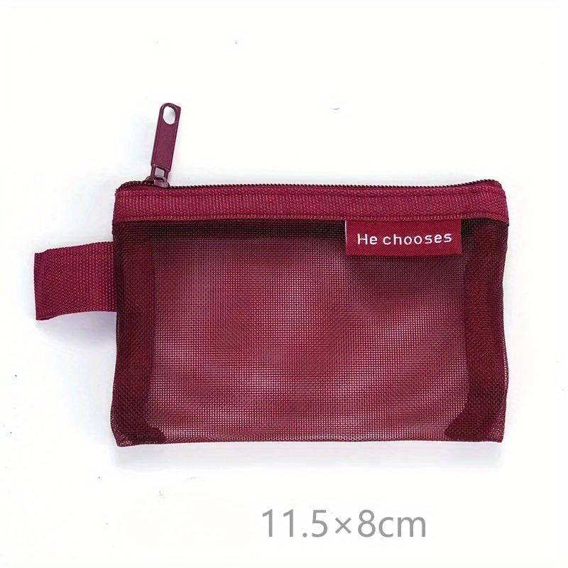 Kleine quadratische einfarbige Geldbörse Nylon-Netz Lippenstift Schlüssel Kopfhörer Organizer Halter Bus Bank Ausweis Kreditkarten Etui Aufbewahrung rot von Joom DACH