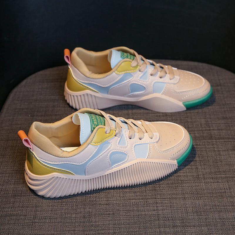 Kleine weiße Schuhe Damen Frühling Neu Retro Freizeitschuhe Bequeme und vielseitige Sportschuhe mit Farbblockdesign Damen 40 blau von Joom DACH