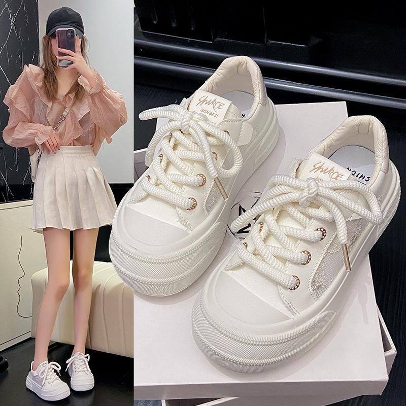 Kleine weiße Schuhe Kinder Sommer neue Ins Schulmädchen Casual Lace vielseitig Board Schuhe 40 beige von Joom DACH