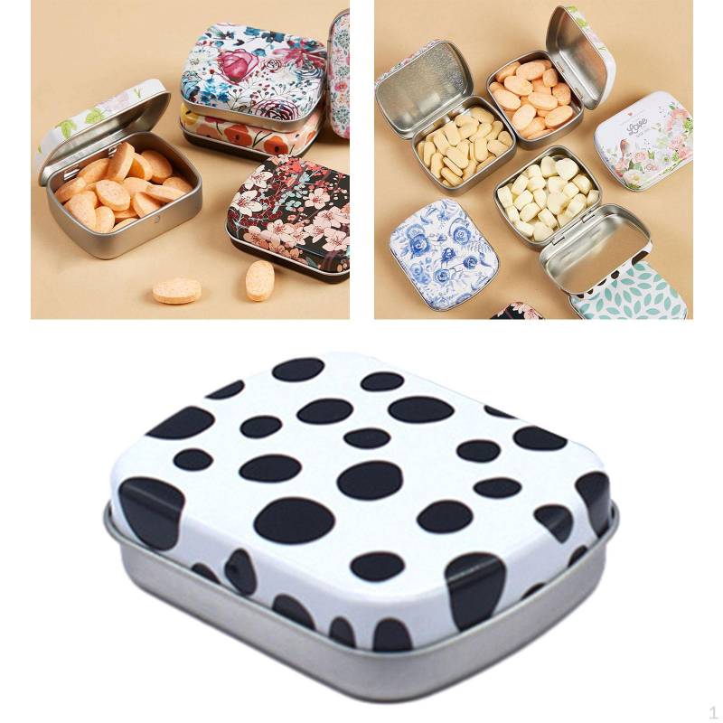 Kleiner Blechdosenbehälter mit Deckel, Kerze, Süßigkeiten, Metall, aufklappbar, Mini für Black And White Dots von Joom DACH