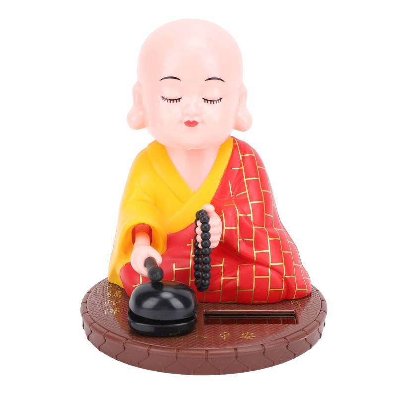 Kleiner Mönch Solarfigur Lustiges Automatisches Nicken Klopfender Chinesischer Mönch Statue Spielzeug Armaturenbrett Ornament rot von Joom DACH