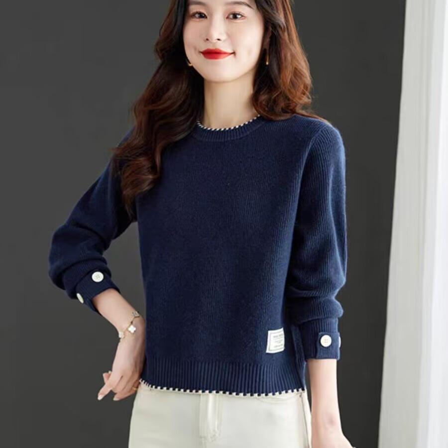 Kleiner Pullover für Damen Roter Pullover Modisch und vielseitig Rundhals Gestrickter Basis-Fleece-Pullover L von Joom DACH