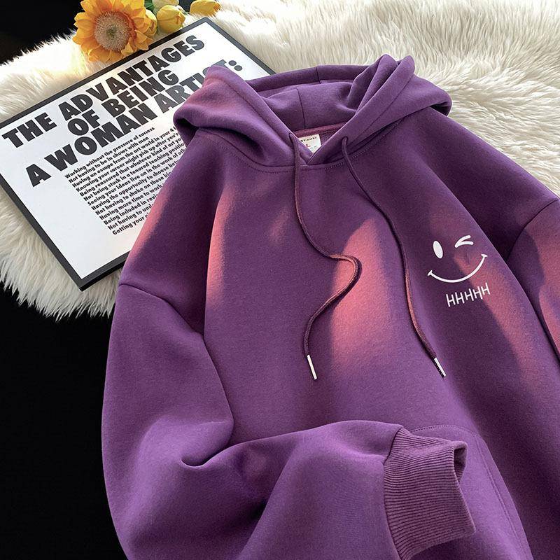 Kleiner frischer Pullover Herren Neuer lockerer und einfacher Kapuzenjacke im Herbst und Winter 5XL violett von Joom DACH