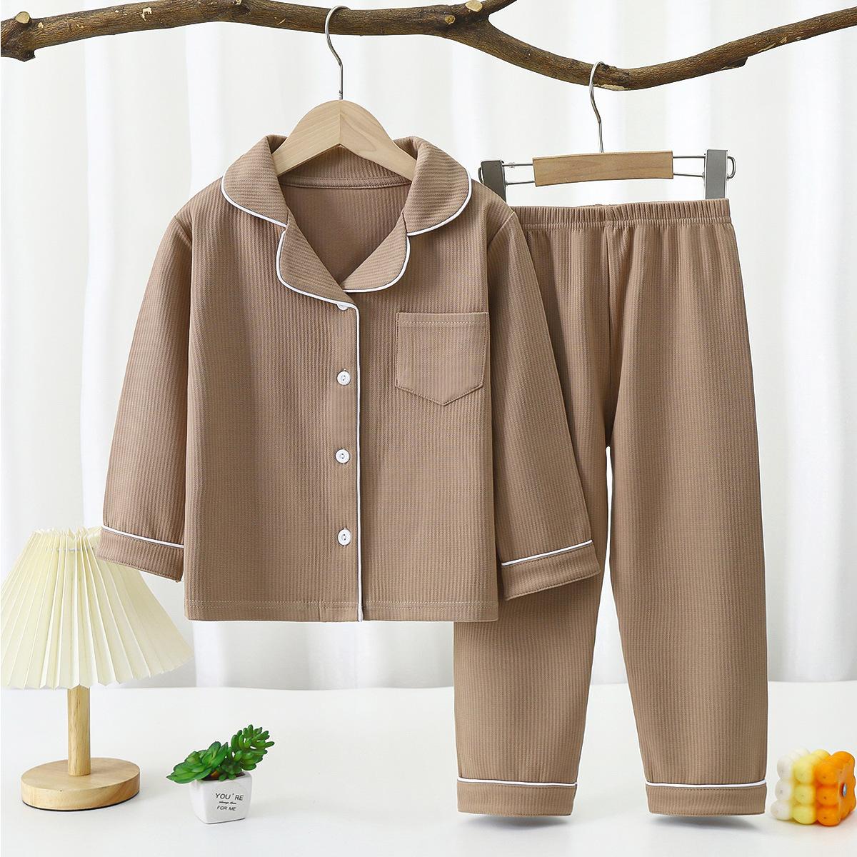 Kleinkind Baby Kinder Unisex Casual Pyjama Anzug Junge Langarm Fronttasche Revers Tops + Lange Hosen Mädchen Pyjama Sets 1-16 Jahre 110 braun Kleinkind Baby Kinder Unisex Casual Pyjama Anzug Junge Langarm Fronttasche Revers Tops + Lange Hosen Mädchen Pyjama Sets 1-16 Jahre 110 braun von Joom DACH