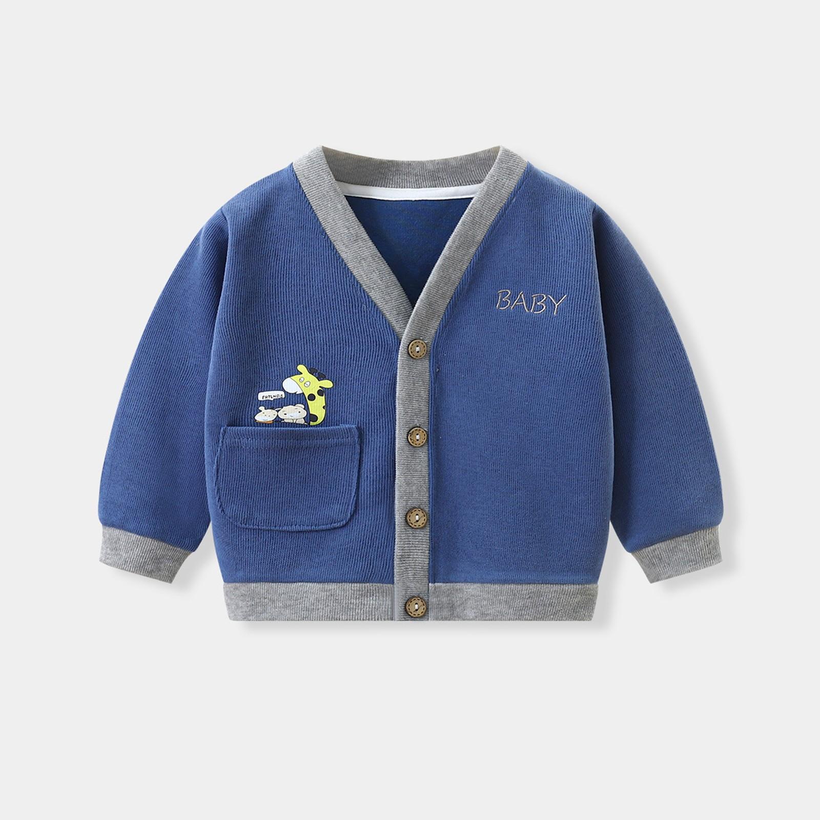 Kleinkind Kinder Mädchen Jungen Druck Cartoon Pullover Stricken Warme Strickjacke Jacke Tops 90 blau von Joom DACH