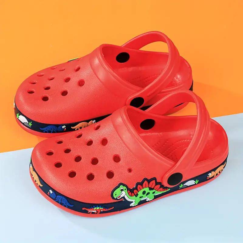 Kleinkind Mädchen Niedlicher Cartoon-Print Geschlossene Zehenpartie Slip-On Plateau Clogs, Kinder Lässige Outdoor Anti-Rutsch Ausgehöhlte Sandalen Strand Garten Schuhe 26 rot von Joom DACH