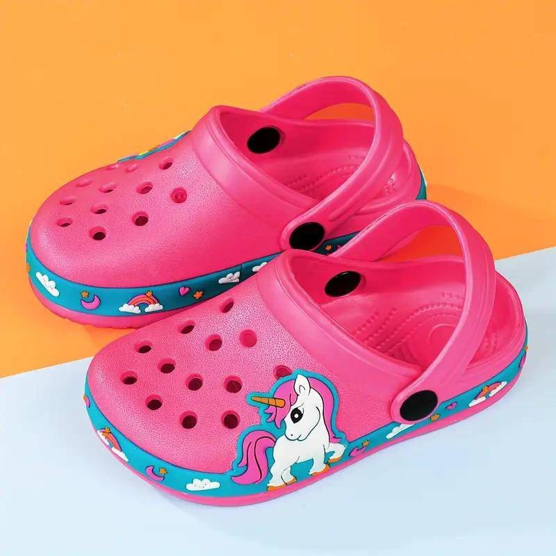Kleinkind Mädchen Niedlicher Cartoon-Print Geschlossene Zehenpartie Slip-On Plateau Clogs, Kinder Lässige Outdoor Anti-Rutsch Ausgehöhlte Sandalen Strand Garten Schuhe 30 hellrosa von Joom DACH