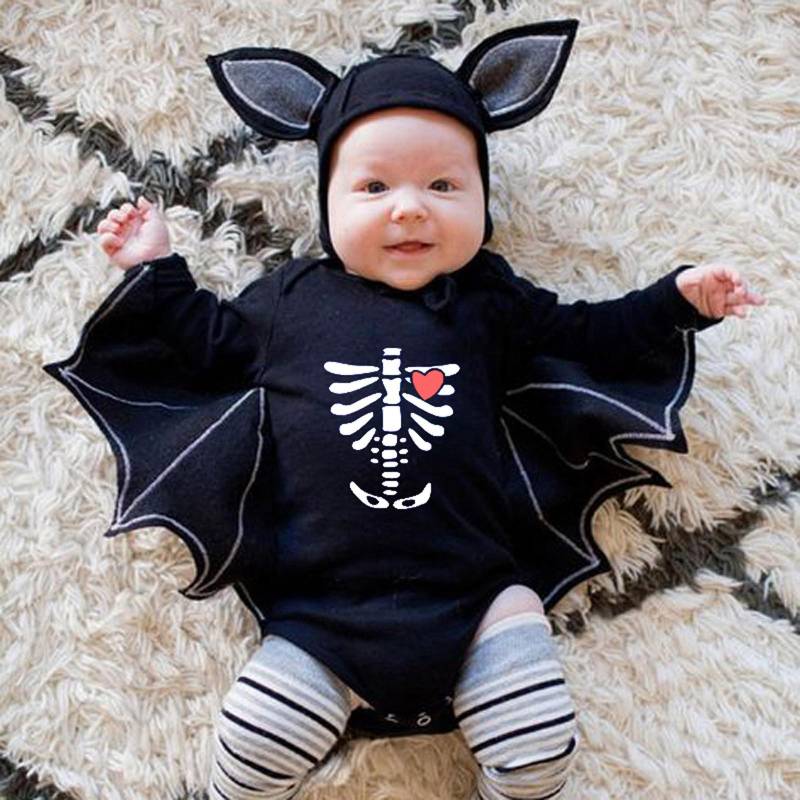 Kleinkind Neugeborene Baby Jungen Mädchen Halloween Cosplay Kostüm Strampler Hut Outfits Set 80 von Joom DACH