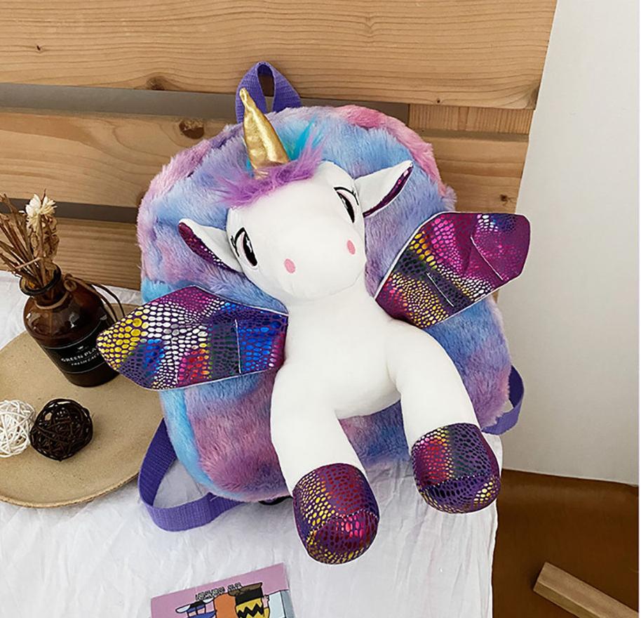 Kleinkind-Rucksack, ausgestopftes Einhorn-Spielzeug, Kinderrucksäcke, Plüsch-Einhorn-Rucksack, Mini, weiche, leichte Reisetaschen für Mädchen von Joom DACH