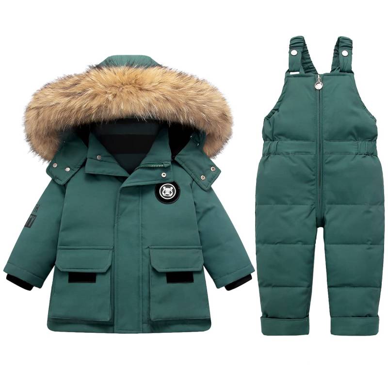 Kleinkind Schneeanzug Junge Baby Wintermantel Mädchen Schneehose und Jacken Lätzchen 1-2-3-4-5T Kind Weiß Rosa 110(3T) grün von Joom DACH