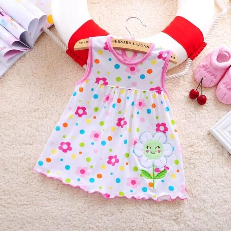 Kleinkind süße Baby Baumwolle Blume Kinder Dot gestreifte T-Shirts Kleid T-Shirt Weste one size von Joom DACH