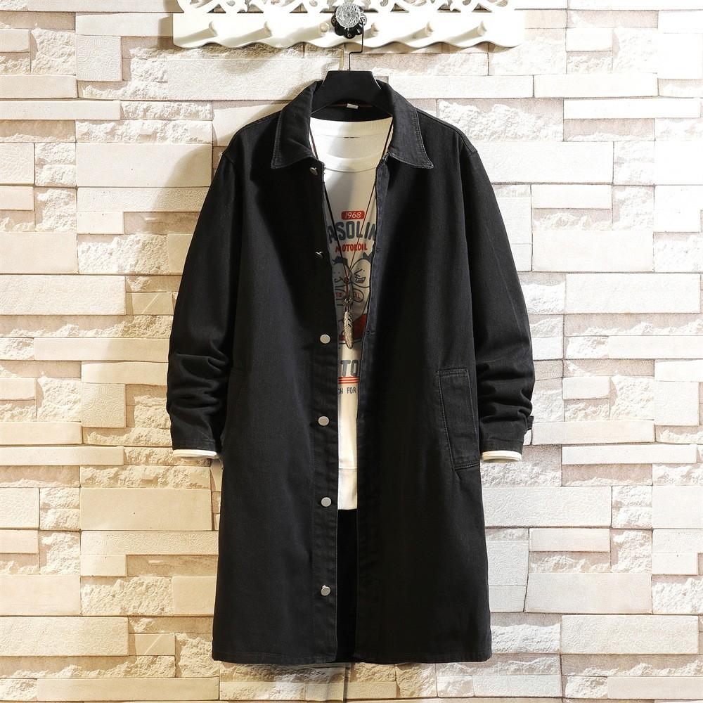 Knielanger Denim-Trenchcoat für Herren, einfarbig, temperamentvoll, Pendlerjacke XS schwarz Knielanger Denim-Trenchcoat für Herren, einfarbig, temperamentvoll, Pendlerjacke XS schwarz von Joom DACH