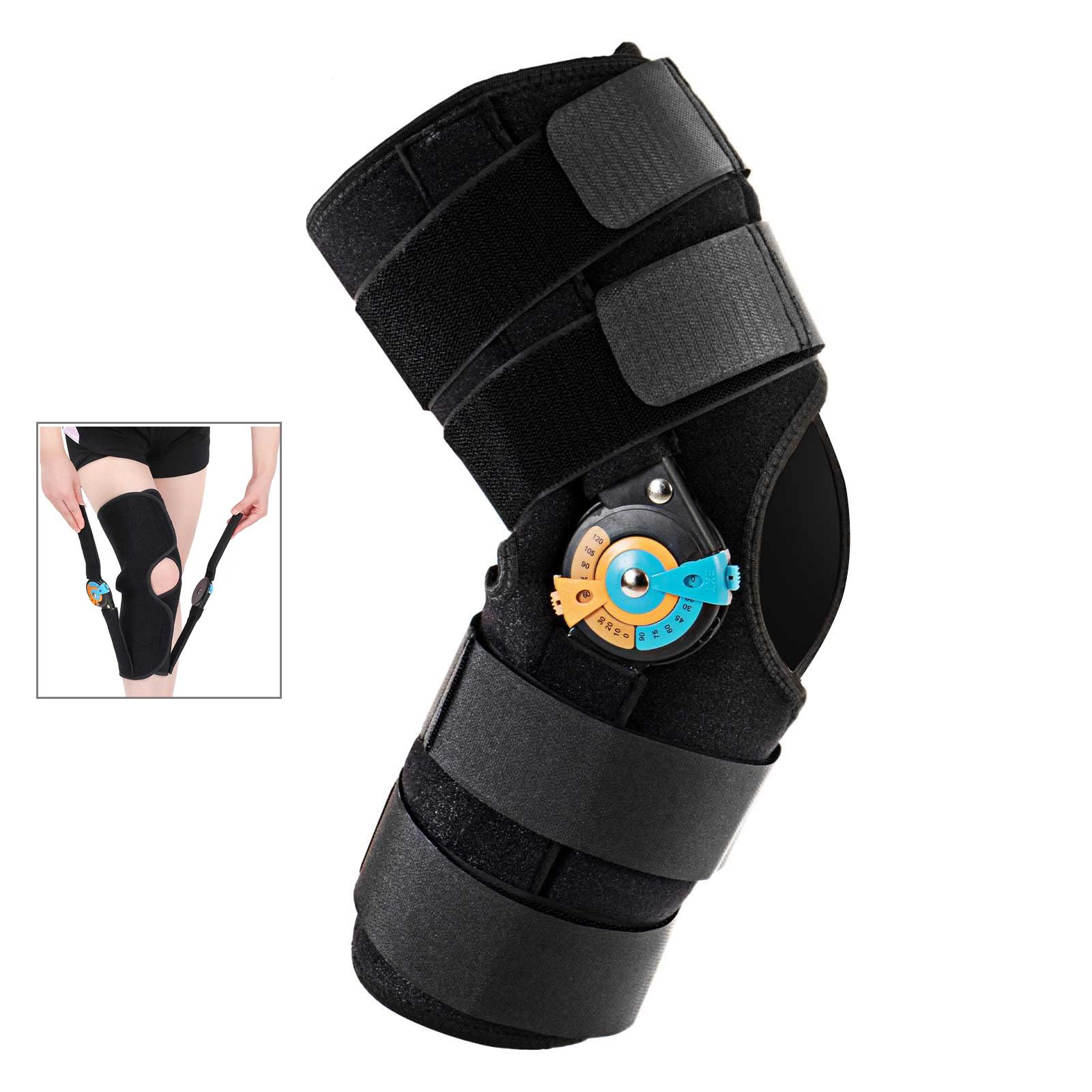 Knieorthese mit Scharnier und Seitenstabilisatoren ROM Knieunterstützung Verstellbare Knie-Immobilisierungsorthese bei Knieschmerzen ACL MCL PCL Arthritis XS（old） von Joom DACH