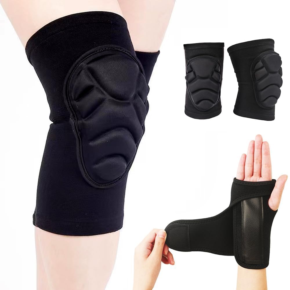 Knieschoner mit Klettverschluss Snowboard Knie Knie Sport und Outdoor Skifahren Schutzausrüstung Stoßdämpfender Knieschoner Sport Knieschoner Verschluss, Protektor, Schoner, von Joom DACH