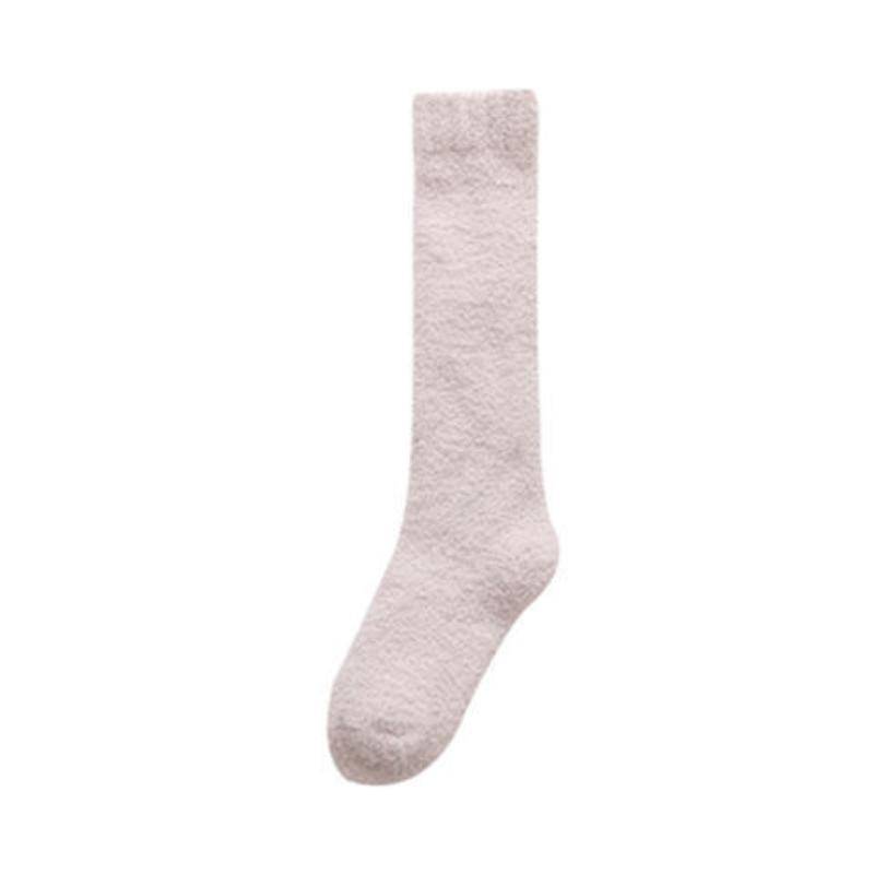 Kniestrümpfe aus Korallenfleece für Damen, gemütliche, verdickte Schlafsocken aus Plüsch im japanischen Stil, warme Wadensocken für den Winter One-size apricot von Joom DACH