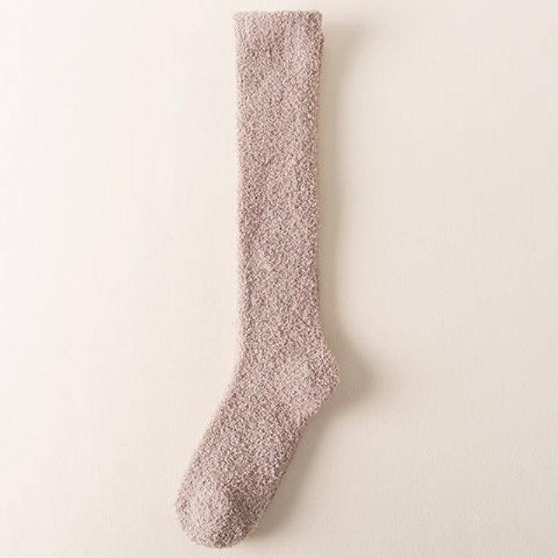 Kniestrümpfe aus Korallenfleece für Damen, gemütliche, verdickte Schlafsocken aus Plüsch im japanischen Stil, warme Wadensocken für den Winter One-size kaffeebraun von Joom DACH