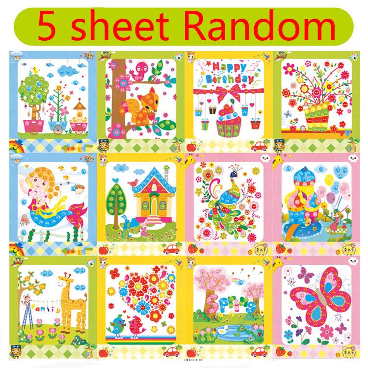 Knopfaufkleber, Zeichnung, Mosaikaufkleber, Kunst-Kits für Kinder, Knopfkunst, klebrige Knöpfe, Vorschul-Kunstunterricht, Spielzeug, Früherziehung, Geschenk von Joom DACH