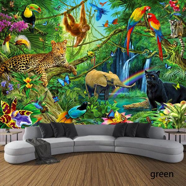 König des Waldes, Tiger, Leopard, Wandteppich, Waldtier, Wandteppich, Wandbehang, Wandkunst, Dekoration, Schlafzimmer-Wandteppich 230x150CM von Joom DACH