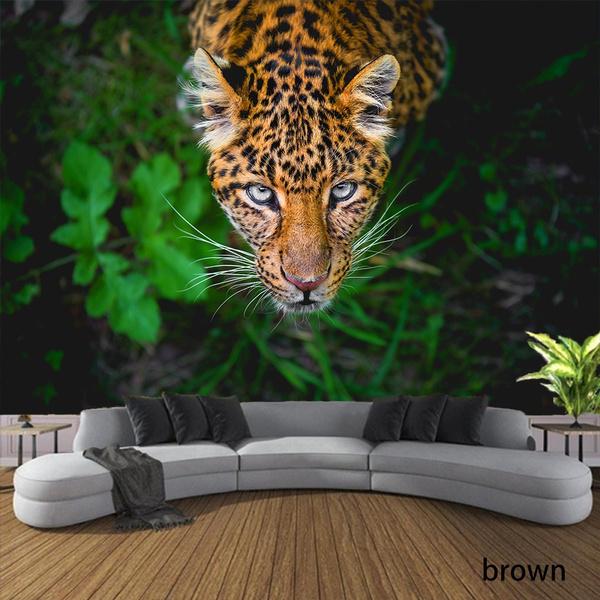 König des Waldes, Tiger, Leopard, Wandteppich, Waldtier, Wandteppich, Wandbehang, Wandkunst, Dekoration, Schlafzimmer-Wandteppich 95x70CM von Joom DACH