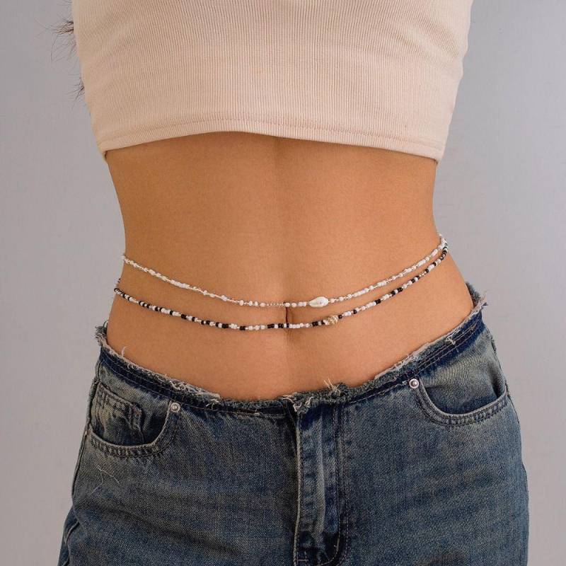 Körperschmuck Bauchkette im böhmischen Stil Körperkette Schmuck Mode Reisperlen Taillenkette Mädchen style 8 von Joom DACH