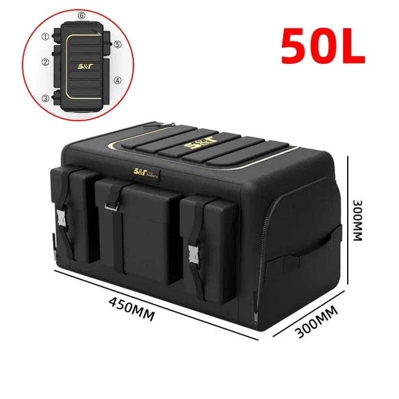 Kofferraum-Organizer mit Deckel, universeller Kofferraum-Organizer, 70 l, Aufbewahrungsbox aus Oxford-Stoff, faltbarer Organizador 50L schwarz von Joom DACH
