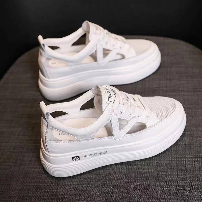 Komfort Sommer Sandalen Frauen Sneakers Mesh Casual Plattform Trainer Schuhe Flache Absätze Schuhe Weibliche Ausschnitt Casual Hausschuhe 39 von Joom DACH