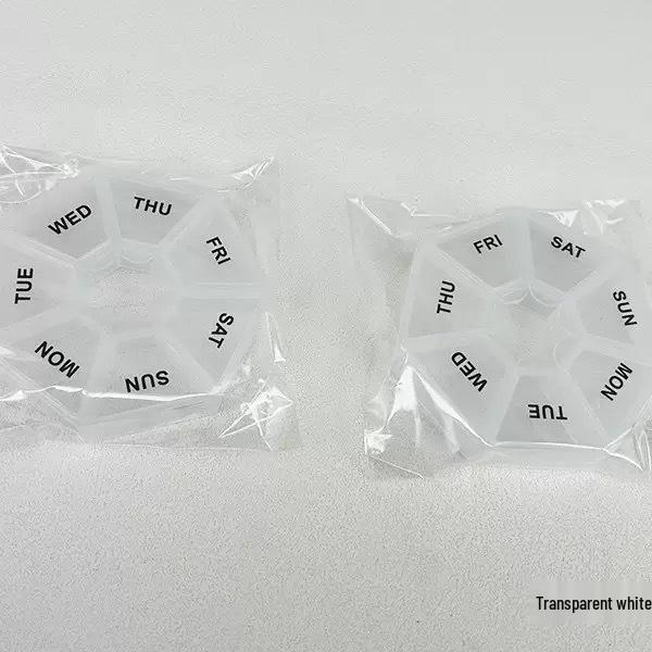 Kompakter runder staubdichter Wochen-Pillen-Organizer für Wohnzimmer oder Schlafzimmer transparente weiße von Joom DACH