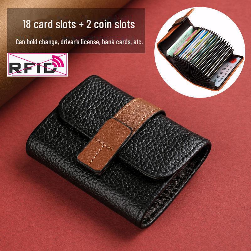 Kompaktes Kartenetui für Damen: Stilvolles Orgeldesign, große Kapazität, antimagnetisch, mehrere Steckplätze für Ausweis und Führerschein, Zwei-in-Eins-Funktionalität. 18 cards + 2 coin slots von Joom DACH