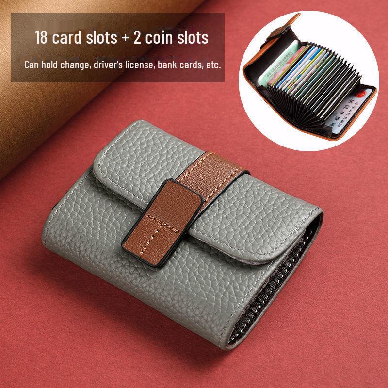 Kompaktes Kartenetui für Damen: Stilvolles Orgeldesign, große Kapazität, antimagnetisch, mehrere Steckplätze für Ausweis und Führerschein, Zwei-in-Eins-Funktionalität. 18 cards + 2 coin slots von Joom DACH