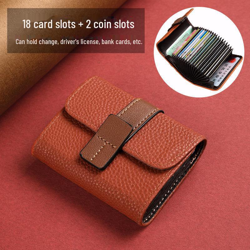 Kompaktes Kartenetui für Damen: Stilvolles Orgeldesign, große Kapazität, antimagnetisch, mehrere Steckplätze für Ausweis und Führerschein, Zwei-in-Eins-Funktionalität. 18 cards + 2 coin slots von Joom DACH