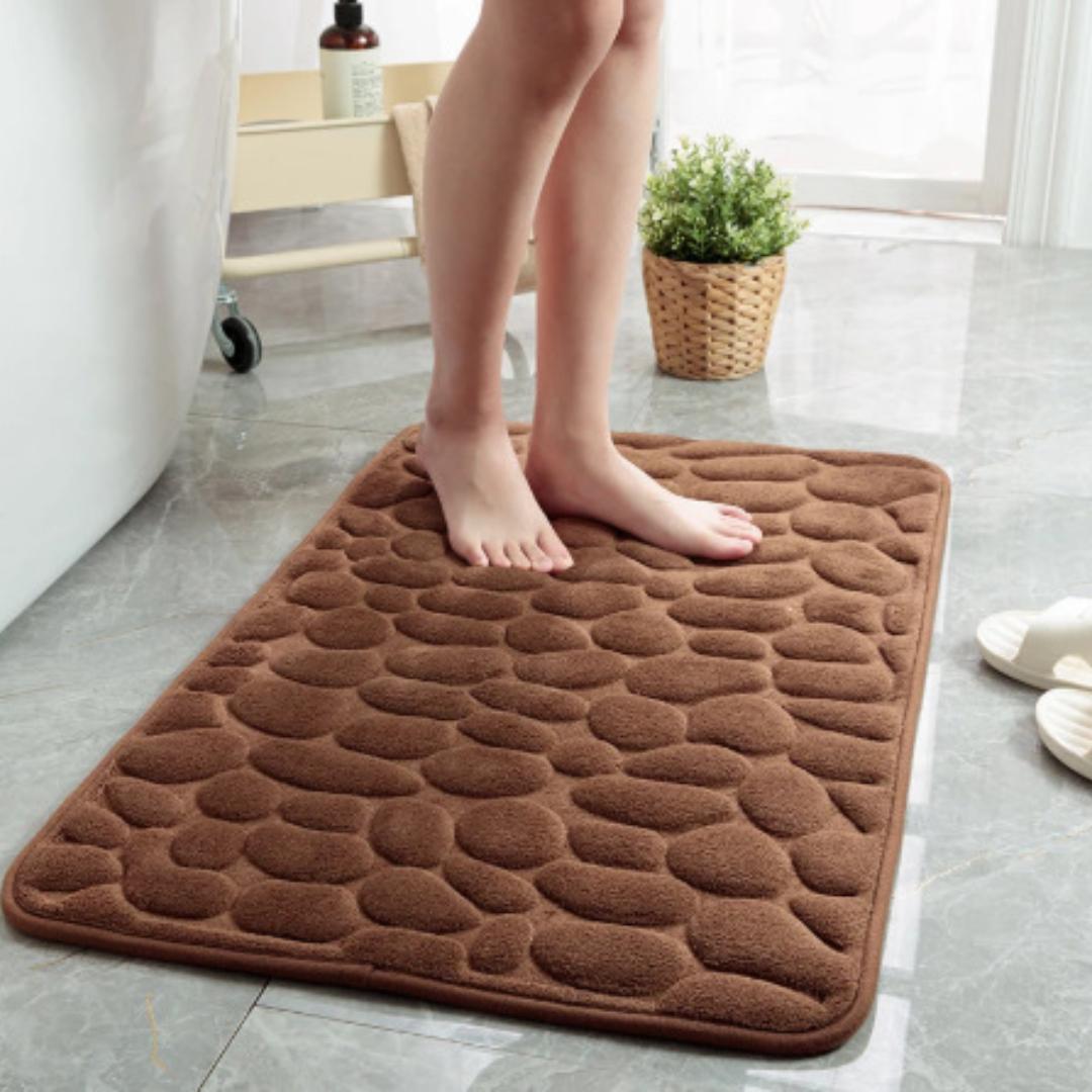 Kopfsteinpflaster geprägte Badezimmer-Badematte, rutschfeste Teppiche im Waschbecken, Badewanne, seitlicher Bodenteppich, Duschraum-Fußmatte, Memory-Schaum-Pad 40*60cm von Joom DACH