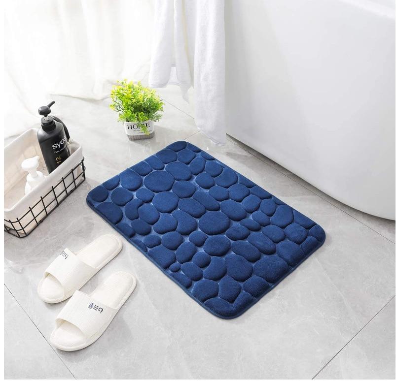 Kopfsteinpflaster geprägte Badezimmer-Badematte, rutschfeste Teppiche im Waschbecken, Badewanne, seitlicher Bodenteppich, Duschraum-Fußmatte, Memory-Schaum-Pad 40*60cm von Joom DACH