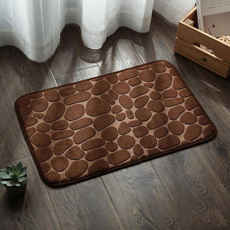 Kopfsteinpflaster geprägte Badezimmer-Badematte, rutschfeste Teppiche im Waschbecken, Badewanne, seitlicher Bodenteppich, Duschraum-Fußmatte, Memory-Schaum-Pad 50*80cm braun von Joom DACH