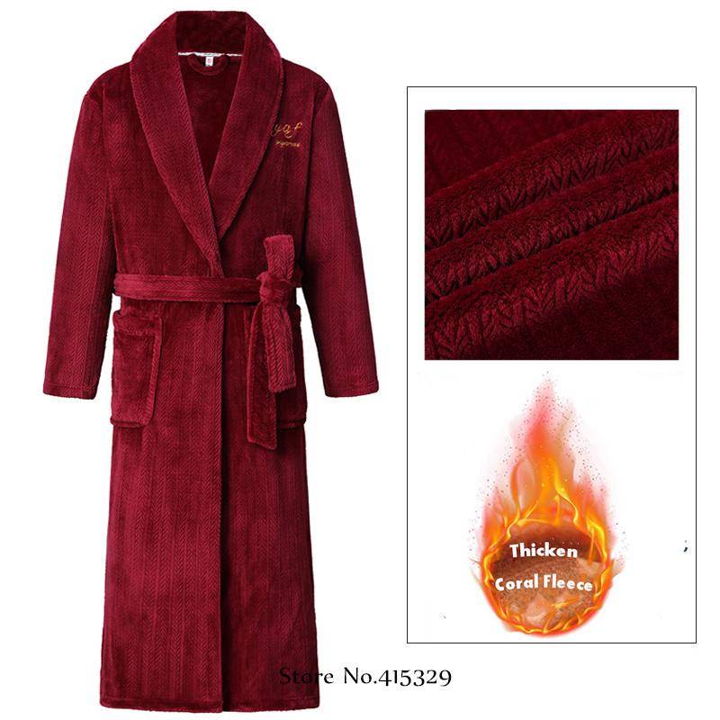 Korallen Samt Bademantel Dusche Kimono Robe Winter Neue Herren Home Wear Lose Verdickte Pyjamas 4XL von Joom DACH