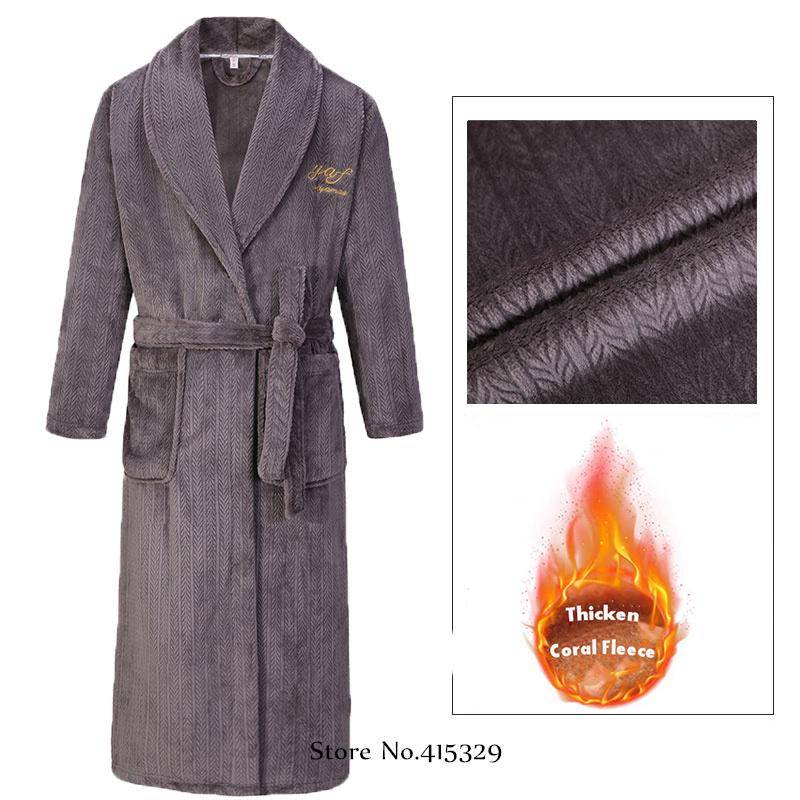 Korallen Samt Bademantel Dusche Kimono Robe Winter Neue Herren Home Wear Lose Verdickte Pyjamas 4XL von Joom DACH