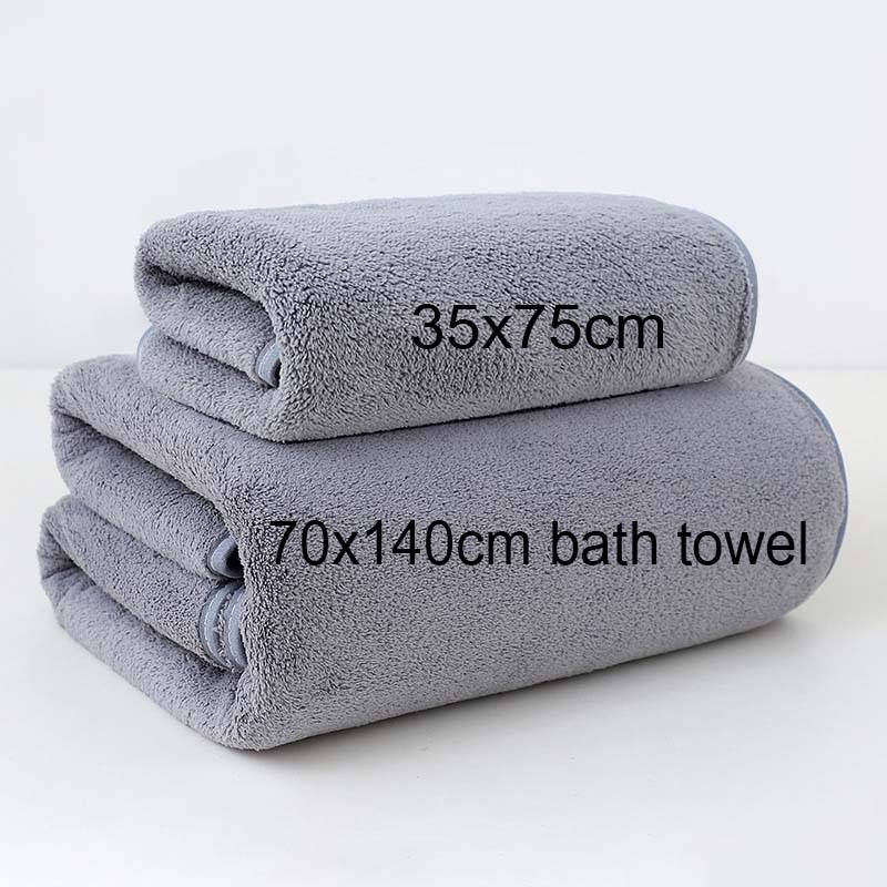 Korallfleece Verdicktes Handtuch und Badetuch, Einfarbig, Weich und Saugfähig, Geeignet für Zuhause, Fitnessstudio, Gesichtswaschlappen 35*75cm+140*70cm grau von Joom DACH
