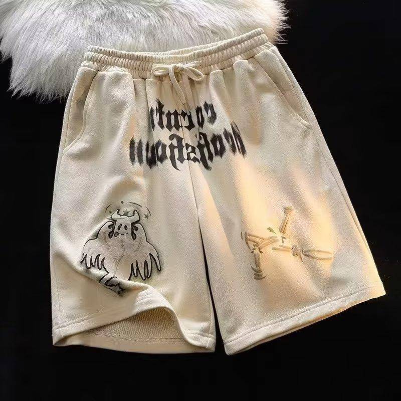 Kordelzug-Shorts Herren Sommer Amerikanisch Retro Trendmarke Sport Locker Lässig Paar Fünf-Punkt-Hose 5XL apricot von Joom DACH