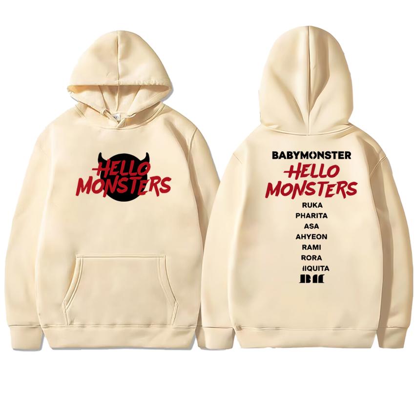 Korea Kpop Babymonster Neu Hello Monsters Welttournee 2025 Sweatshirt Herbst Winter Unisex Fleece Hoodies Männer Frauen Pullover L von Joom DACH