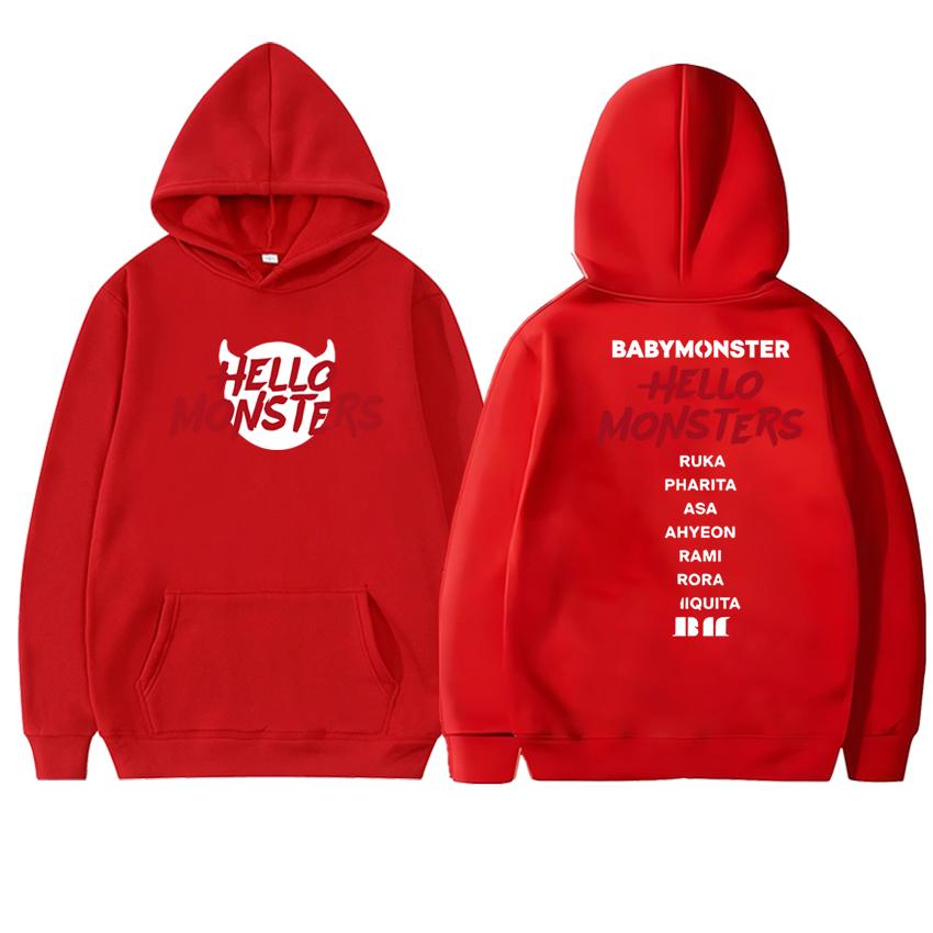 Korea Kpop Babymonster Neu Hello Monsters Welttournee 2025 Sweatshirt Herbst Winter Unisex Fleece Hoodies Männer Frauen Pullover S von Joom DACH
