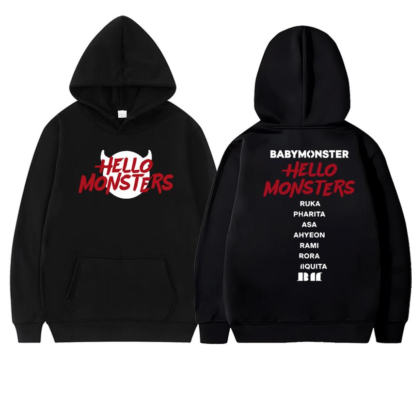 Korea Kpop Babymonster Neu Hello Monsters Welttournee 2025 Sweatshirt Herbst Winter Unisex Fleece Hoodies Männer Frauen Pullover S von Joom DACH