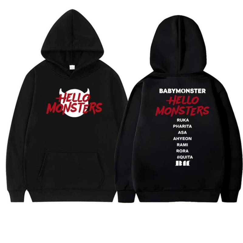Korea Kpop Babymonster Neu Hello Monsters Welttournee 2025 Sweatshirt Herbst Winter Unisex Fleece Hoodies Männer Frauen Pullover S von Joom DACH