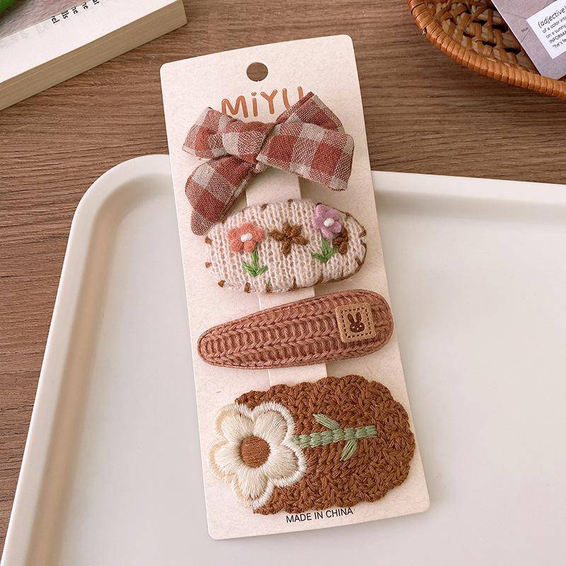 Korea Mode Kaffee Warme Farbe Basic Snap Baby Haar Tropfen Clips Wolle Strick Haarspange Nadeln Haarnadeln Kind Mädchen Baumwolle BB Haarspangen 3 von Joom DACH