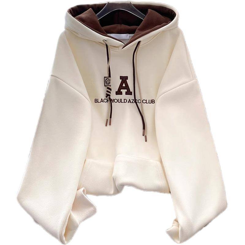 Sweatshirt im koreanischen Stil für Damen für Herbst und Winter, plus Samt, verdickt, Übergröße, Kapuzenjacke, Top 3XL von Joom DACH