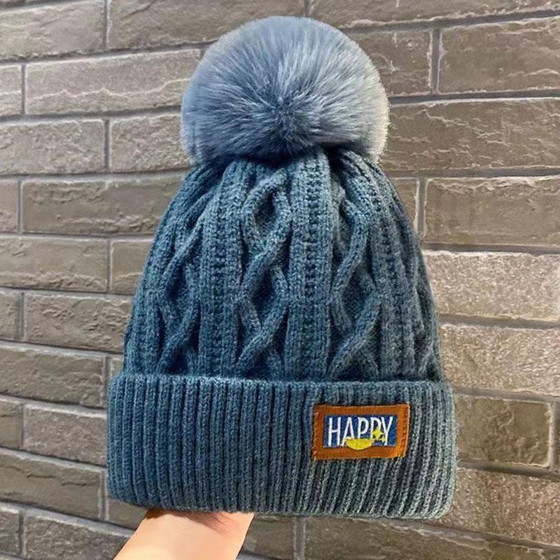 Koreanische Gestrickte Kalte Hüte Faux Pelz Stickerei Brief Beanie Weibliche Weiche Einfarbig Häkeln Kappe Winter Plus Samt Warme Wolle hut blau von Joom DACH