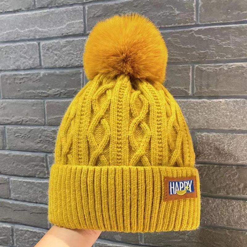 Koreanische Gestrickte Kalte Hüte Faux Pelz Stickerei Brief Beanie Weibliche Weiche Einfarbig Häkeln Kappe Winter Plus Samt Warme Wolle hut gelb von Joom DACH