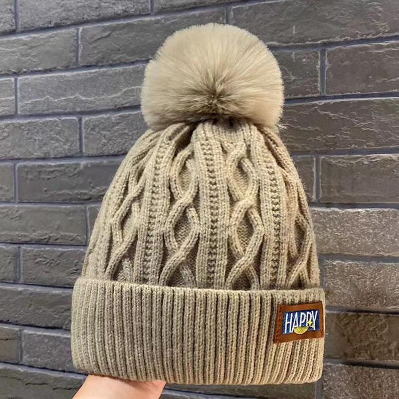 Koreanische Gestrickte Kalte Hüte Faux Pelz Stickerei Brief Beanie Weibliche Weiche Einfarbig Häkeln Kappe Winter Plus Samt Warme Wolle hut kamelfarben von Joom DACH