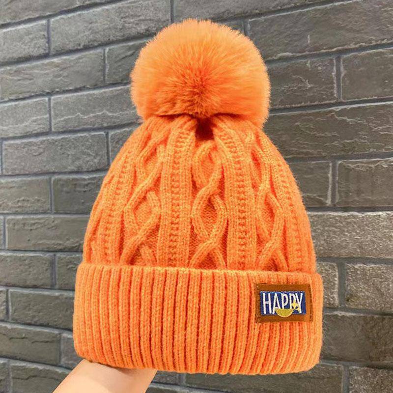 Koreanische Gestrickte Kalte Hüte Faux Pelz Stickerei Brief Beanie Weibliche Weiche Einfarbig Häkeln Kappe Winter Plus Samt Warme Wolle hut orange von Joom DACH